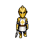 Sun City guard in golden plate, walking